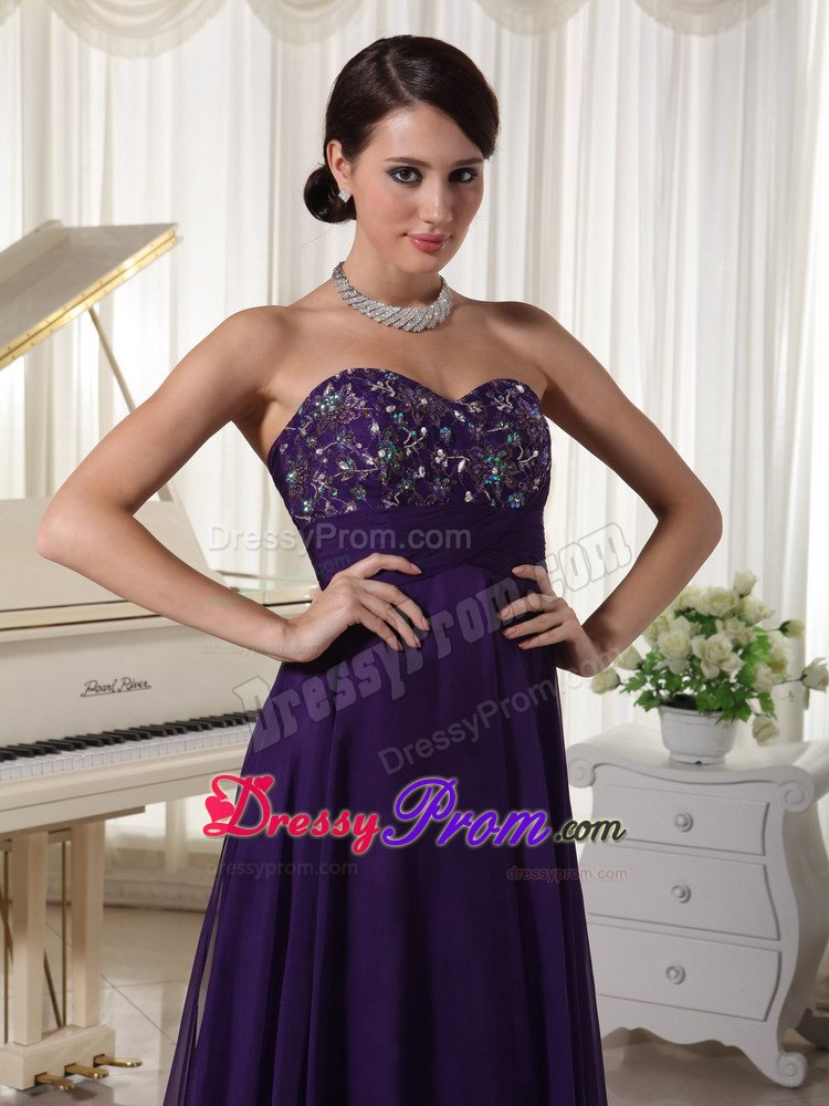 Chatsworth CA Beaded Sweetheart Prom Formal Dress in Dark Purple