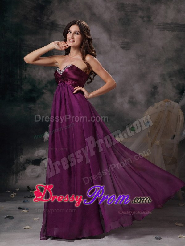 Beaded Sweetheart Empire Purple Prom Formal Dresses in Carmel CA