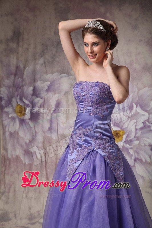 Camarillo CA Appliqued Purple Organza Long Prom Formal Dresses