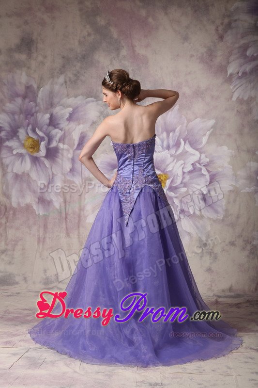 Camarillo CA Appliqued Purple Organza Long Prom Formal Dresses