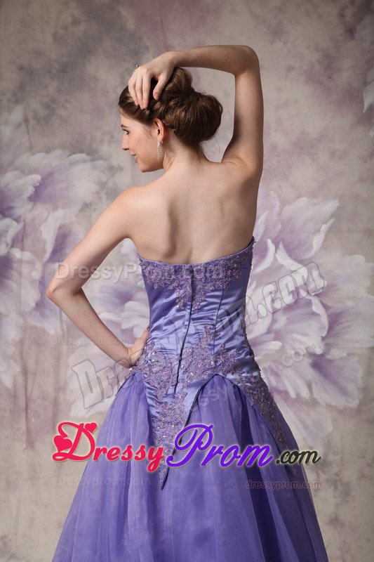 Camarillo CA Appliqued Purple Organza Long Prom Formal Dresses