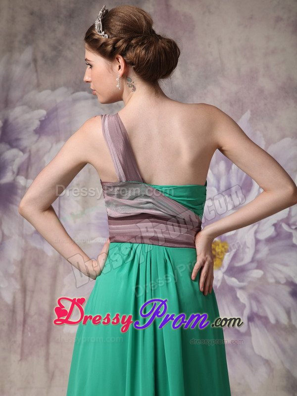 Latest Chiffon Prom Gowns Single Shoulder Appliques Sweep Train