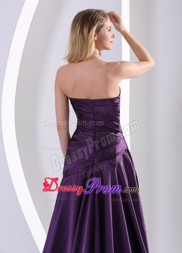 Elegant Ruched Prom Gowns Beading with Hand Made Flowers