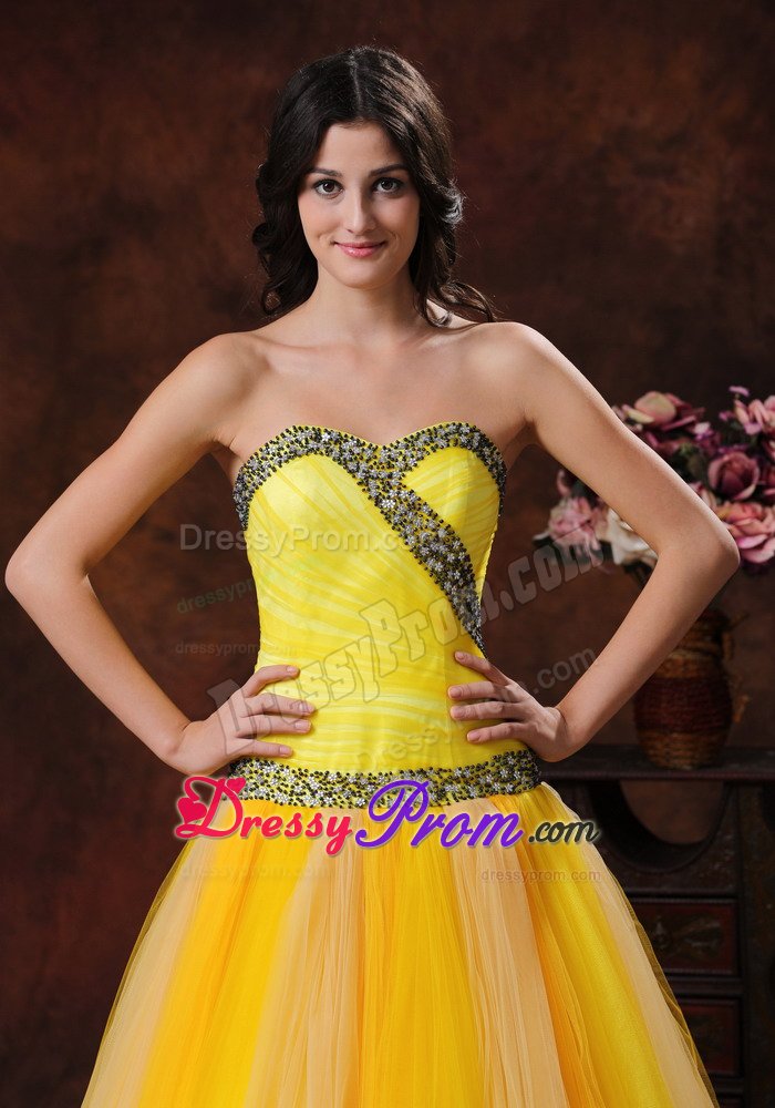Pretty A-line Sweetheart Floor-length Yellow Prom Dress Stores