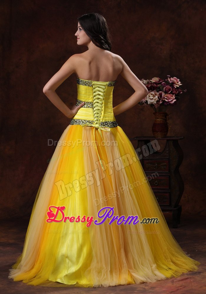 Pretty A-line Sweetheart Floor-length Yellow Prom Dress Stores
