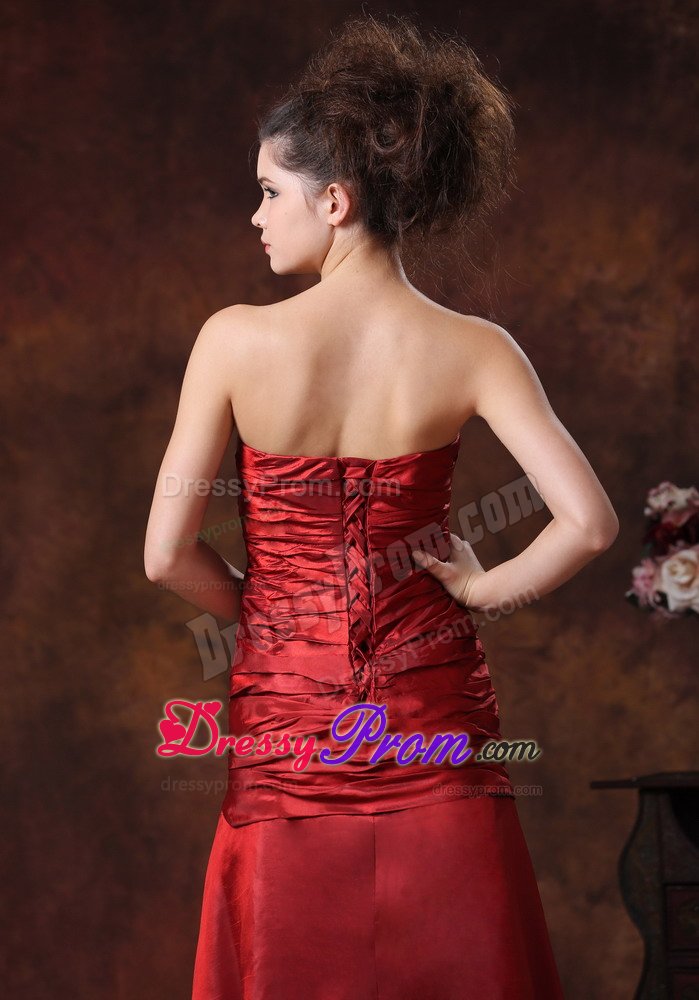 Elegant Strapless Floor-length Red Prom Dresses in Hertfordshire