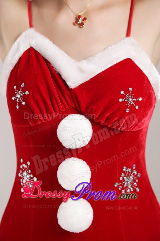 Mermaid Spaghetti Straps Beaded Red Prom Dress for Christmas