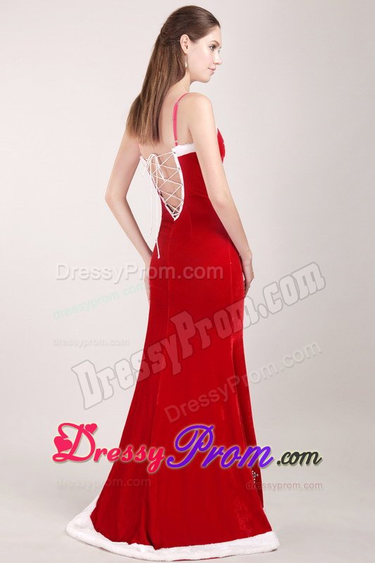 Mermaid Spaghetti Straps Beaded Red Prom Dress for Christmas