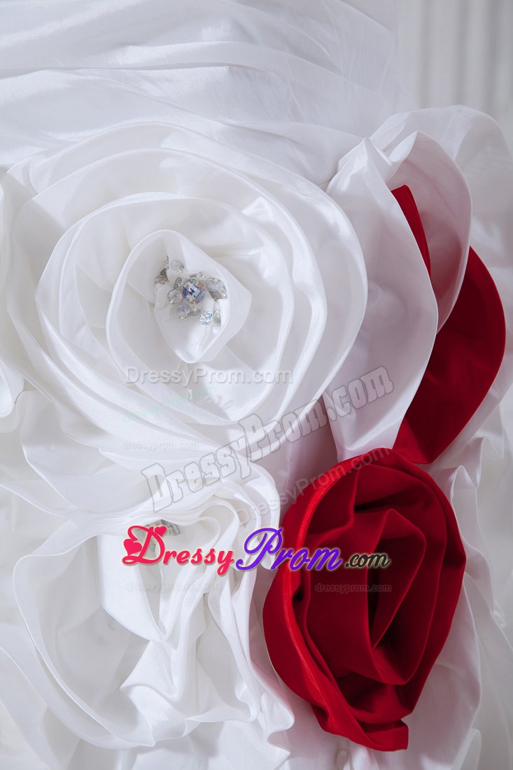 White Mermaid Sweetheart Beaded Flowers Prom Evening Dress