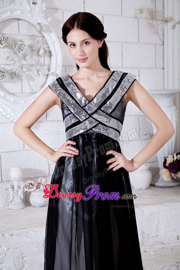 Unique Sequins Prom Cocktail Dress V-neck Floor-length for Women