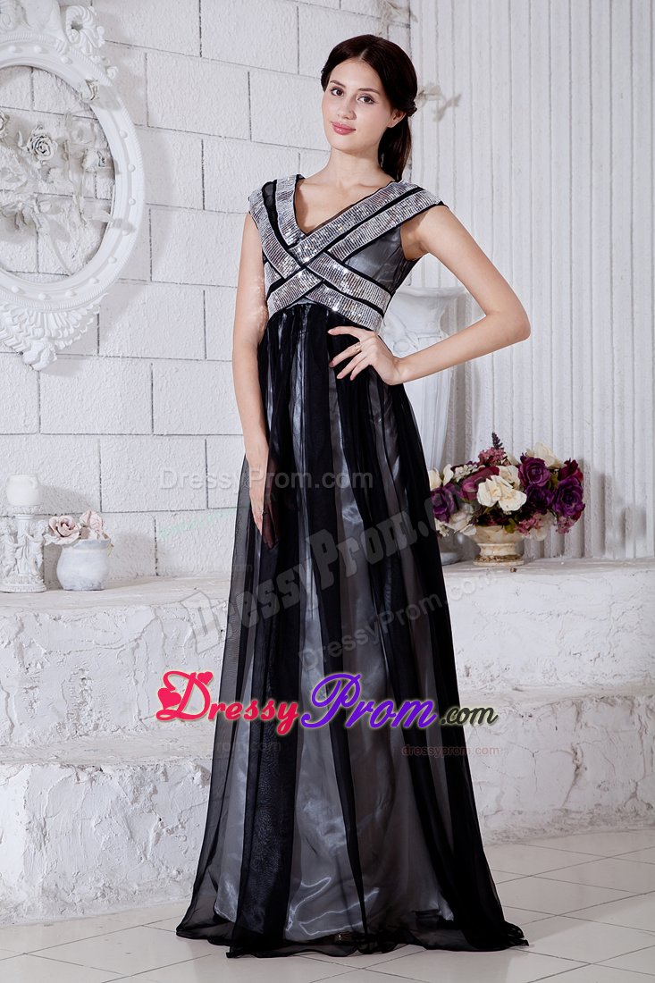 Unique Sequins Prom Cocktail Dress V-neck Floor-length for Women