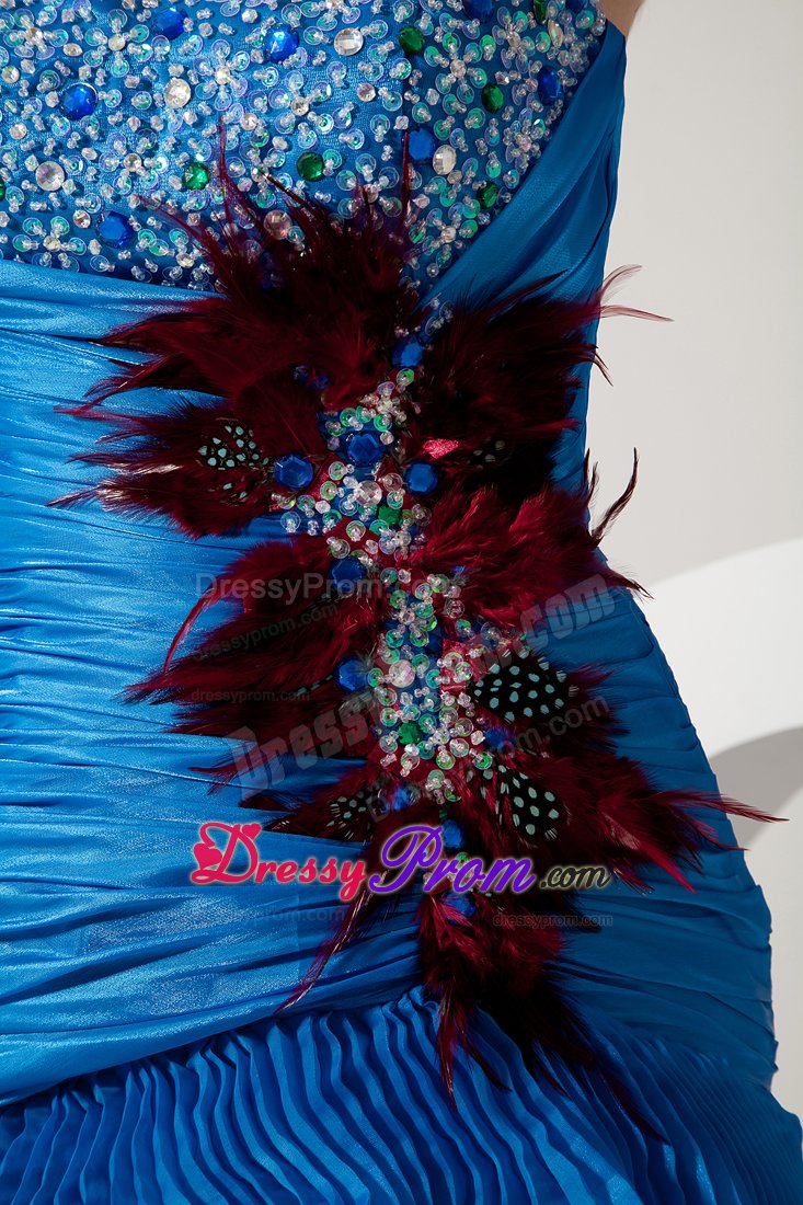 Discount Sweetheart High-low Beaded Feather Dress for Prom