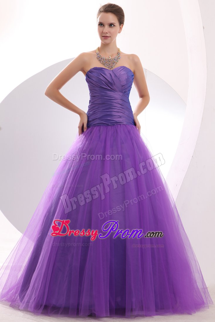 2014 New A-line Sweetheart Ruched Purple Prom Dress in Bristol