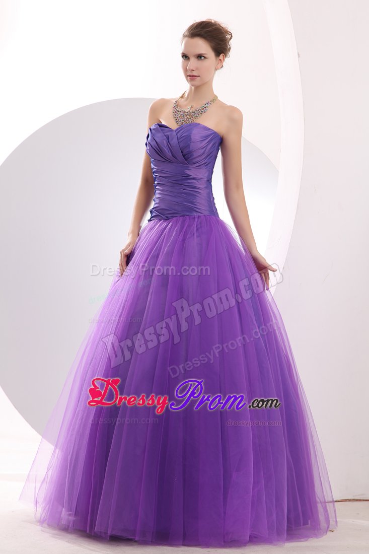 2014 New A-line Sweetheart Ruched Purple Prom Dress in Bristol