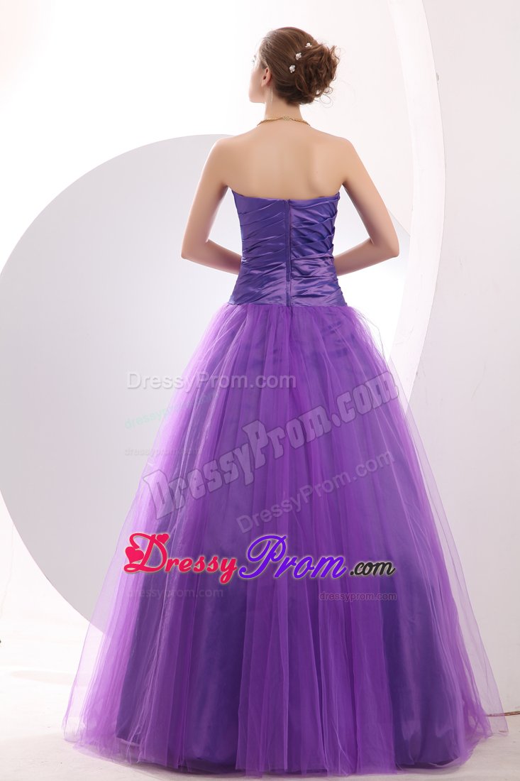 2014 New A-line Sweetheart Ruched Purple Prom Dress in Bristol