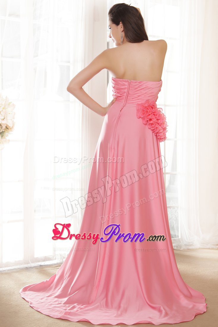 Chiffon Brush Train Watermelon Dress for Prom with Rhinestones