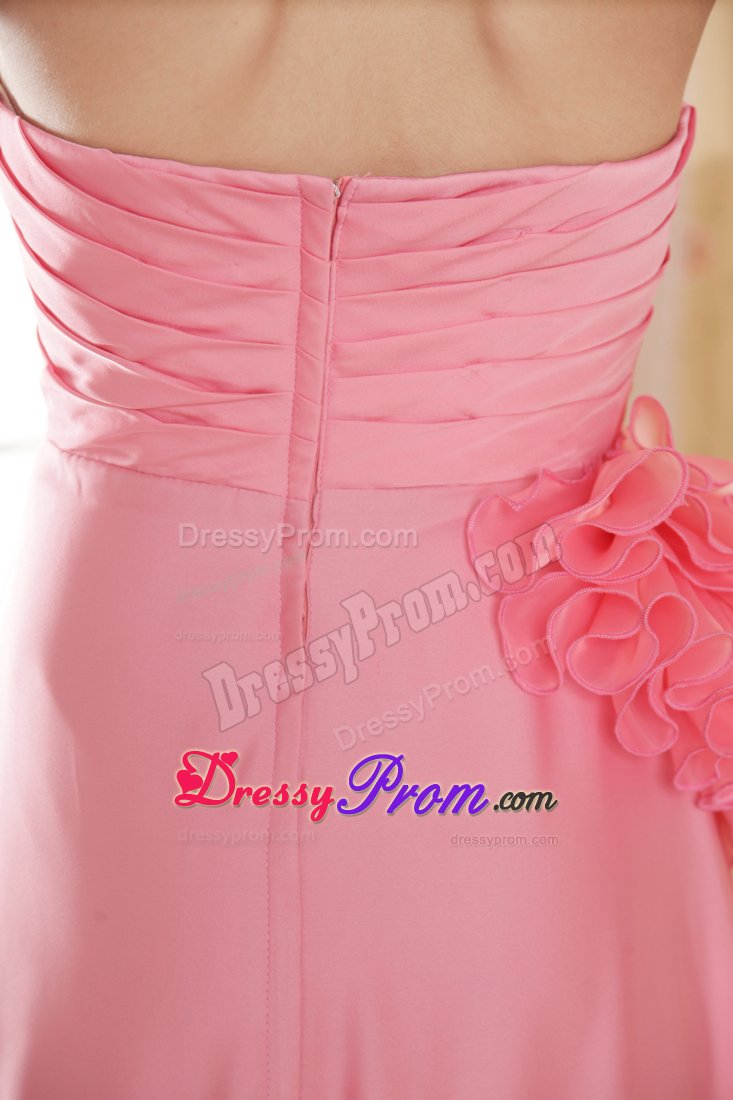 Chiffon Brush Train Watermelon Dress for Prom with Rhinestones