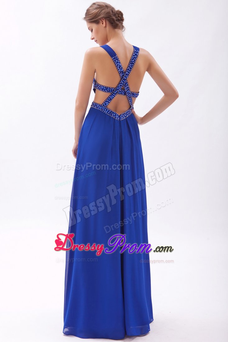 Unique Beaded Appliqued Prom Dress with Cutouts on Back