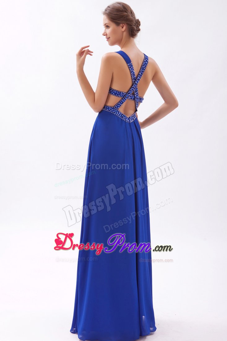 Unique Beaded Appliqued Prom Dress with Cutouts on Back