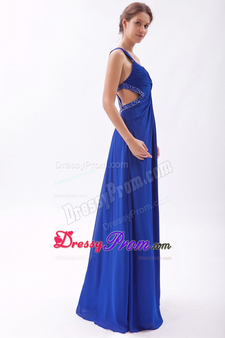 Unique Beaded Appliqued Prom Dress with Cutouts on Back