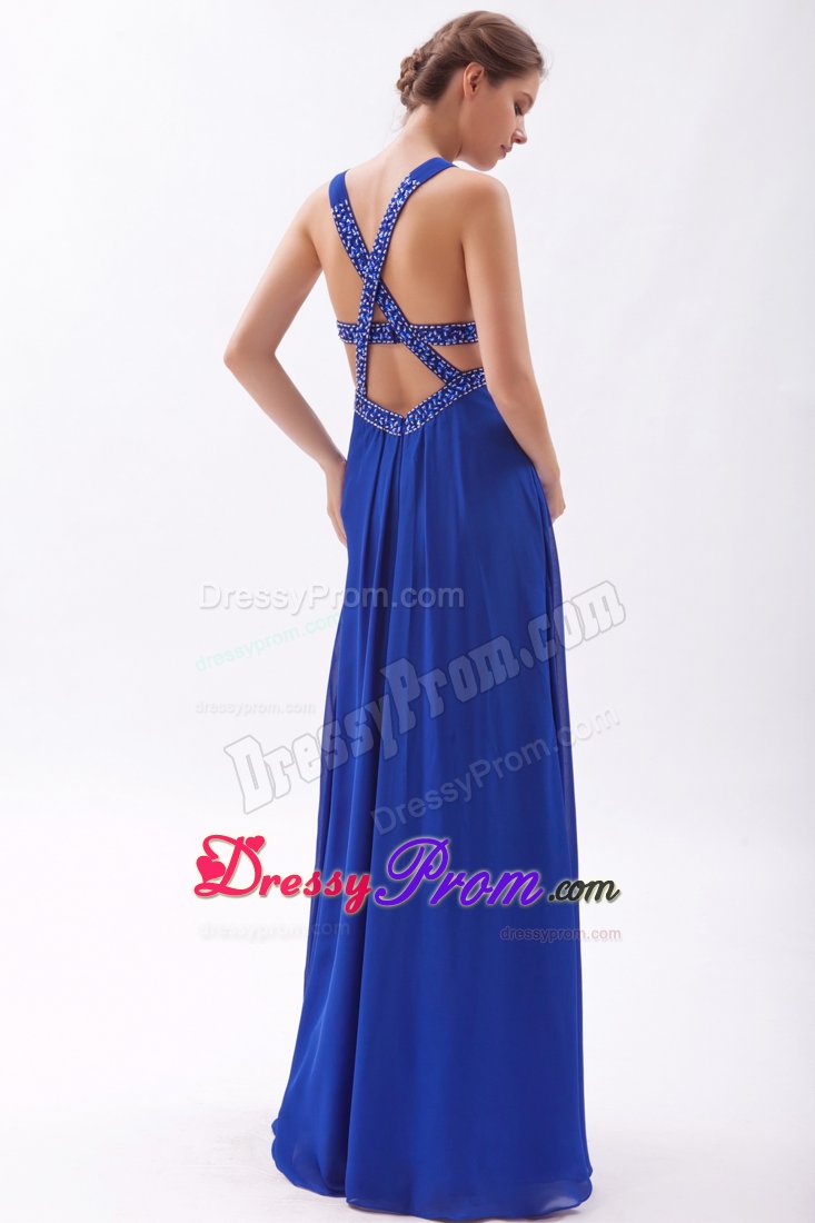 Unique Beaded Appliqued Prom Dress with Cutouts on Back