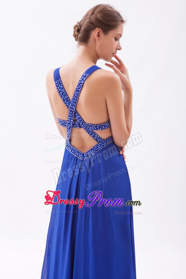 Unique Beaded Appliqued Prom Dress with Cutouts on Back