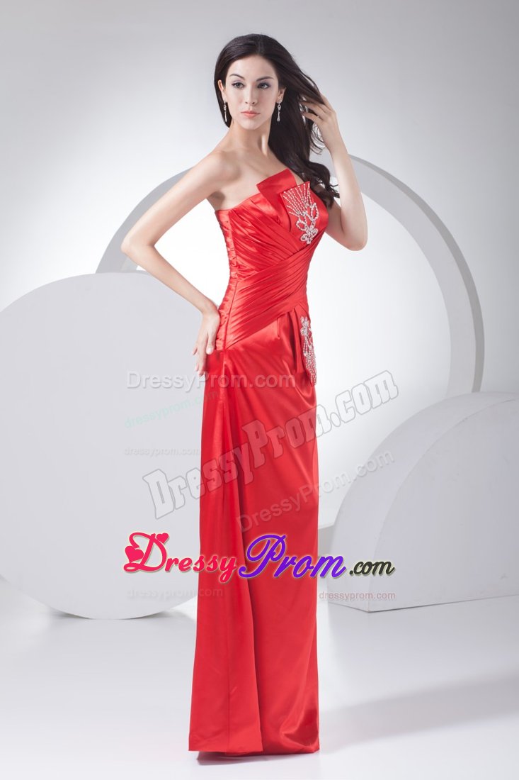 Simple Beaded Prom Cocktail Dress Strapless with Ruches for Ladies