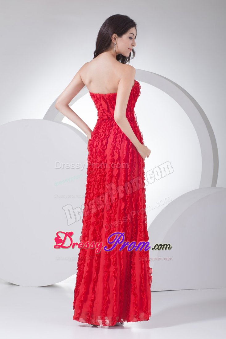 Special Ruffled Beaded Prom Gowns Strapless Beading Decorated