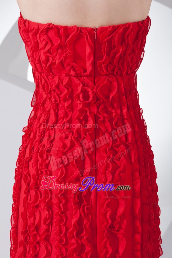 Special Ruffled Beaded Prom Gowns Strapless Beading Decorated