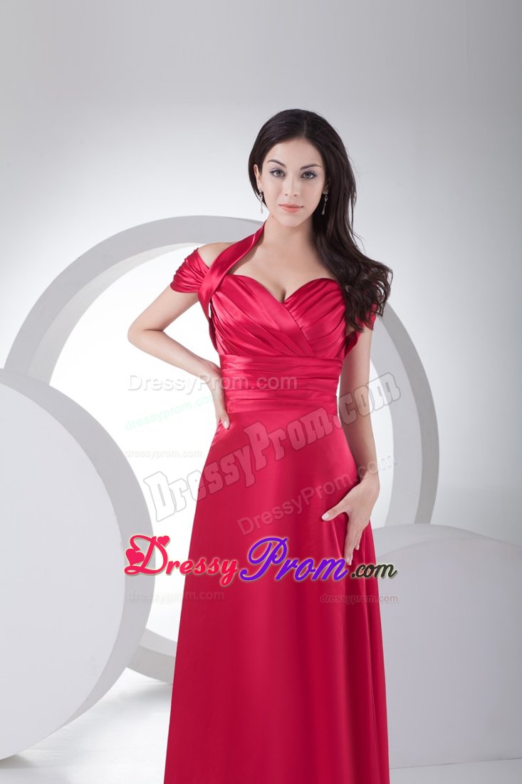 Sexy Red Floor-length Prom Gown Dress Halter Top with Cool Back