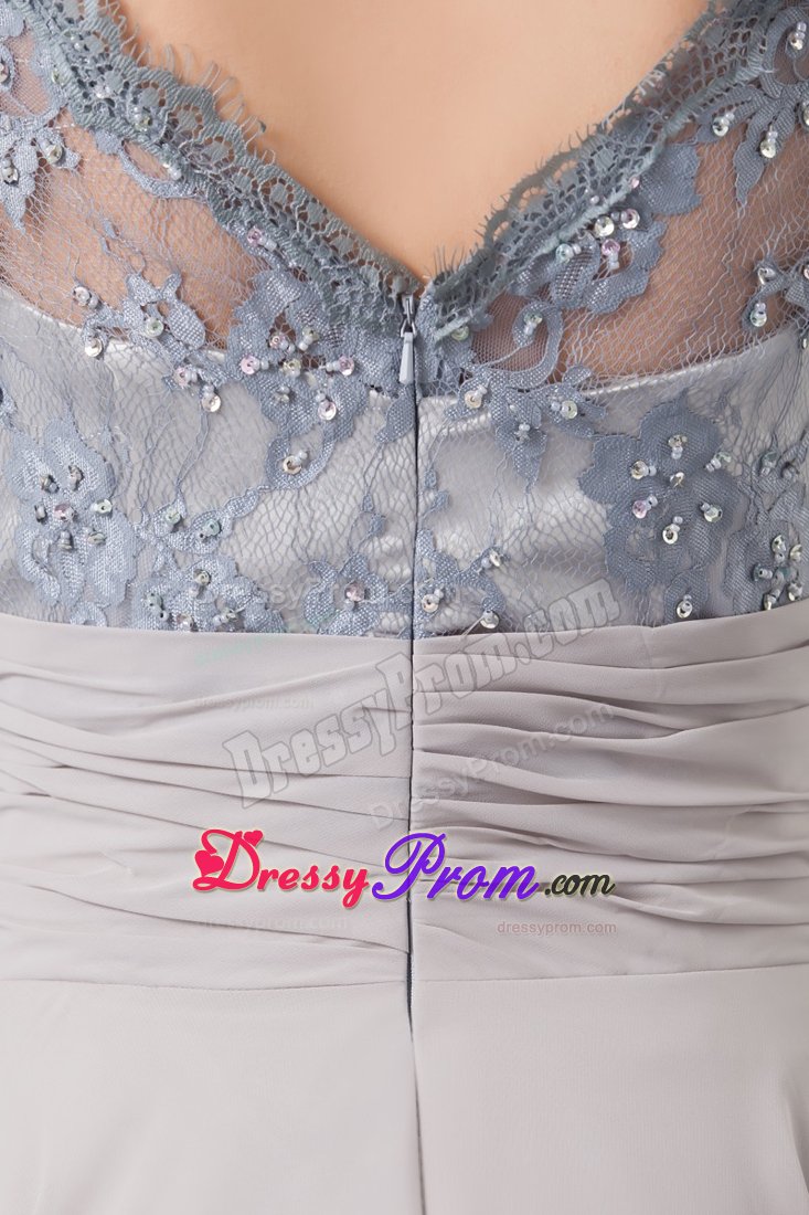 Chiffon Debs Dress Square Neck with Bowknot and Lace Decorated