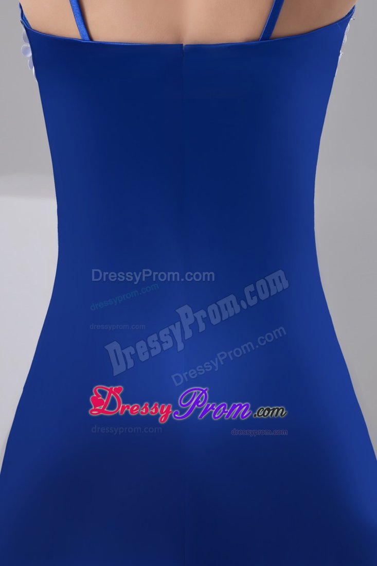 Spaghetti Straps Flowers Mini-Length Royal Blue Dress for Prom