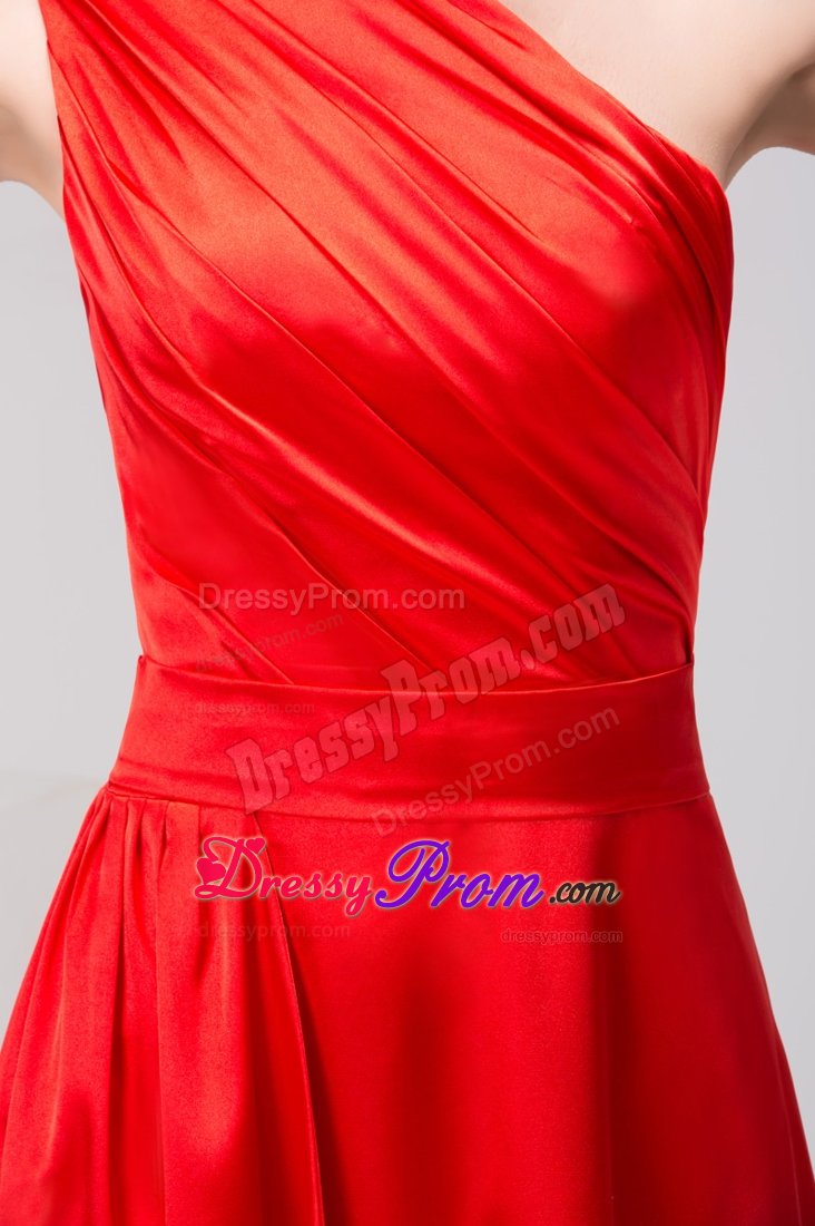 2013 New one Shoulder Slitted Ruched Red Prom Celebrity Dress