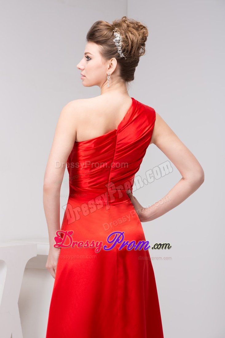 2013 New one Shoulder Slitted Ruched Red Prom Celebrity Dress