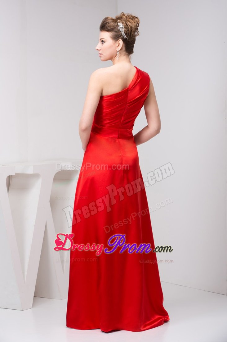 2013 New one Shoulder Slitted Ruched Red Prom Celebrity Dress