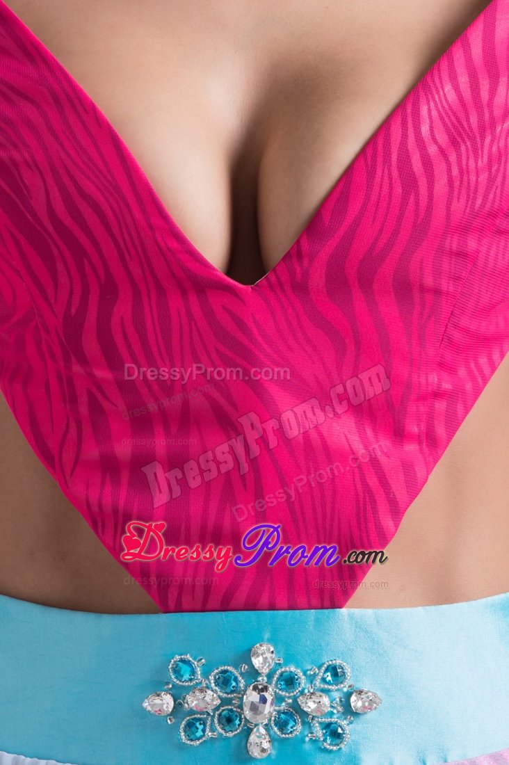 Zebra Print Short Sleeves Multi-color Dress for Prom with Cutouts