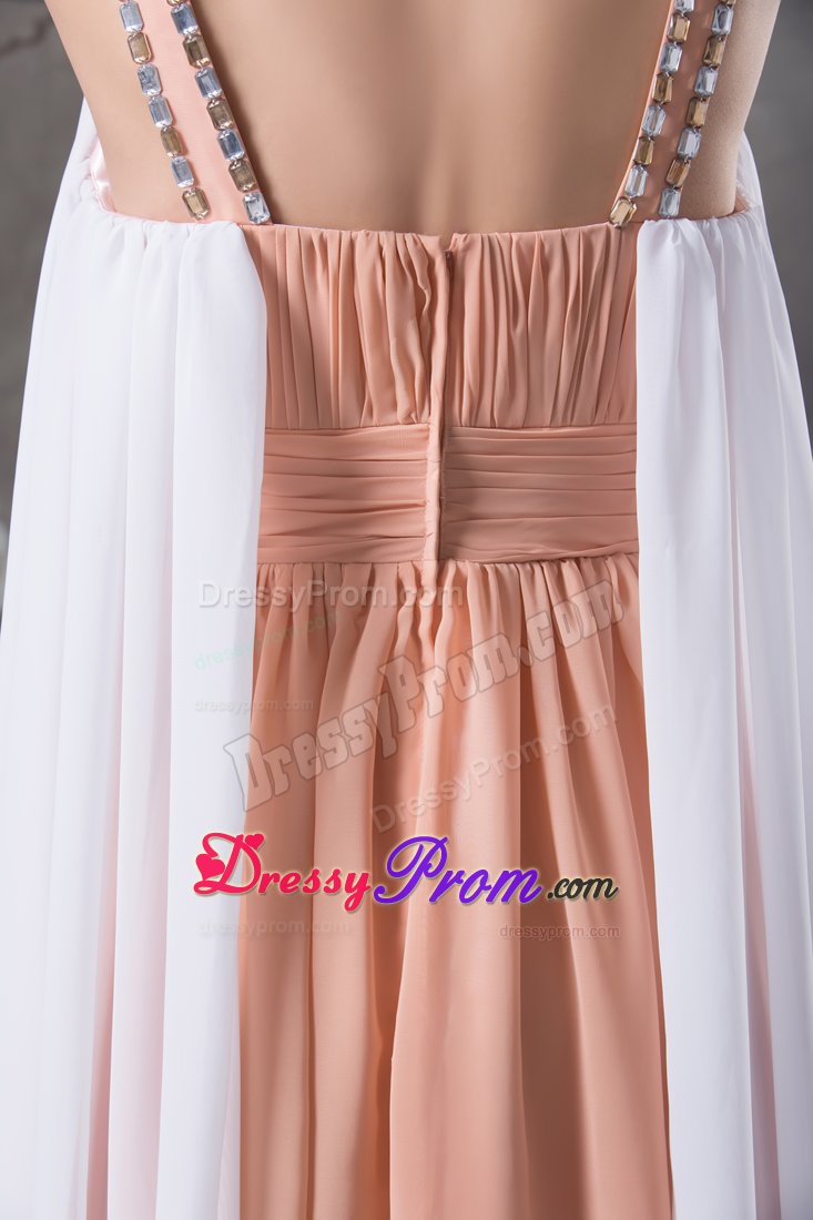 Rust Red Straps Chiffon Prom Holiday Dress with Rhinestones