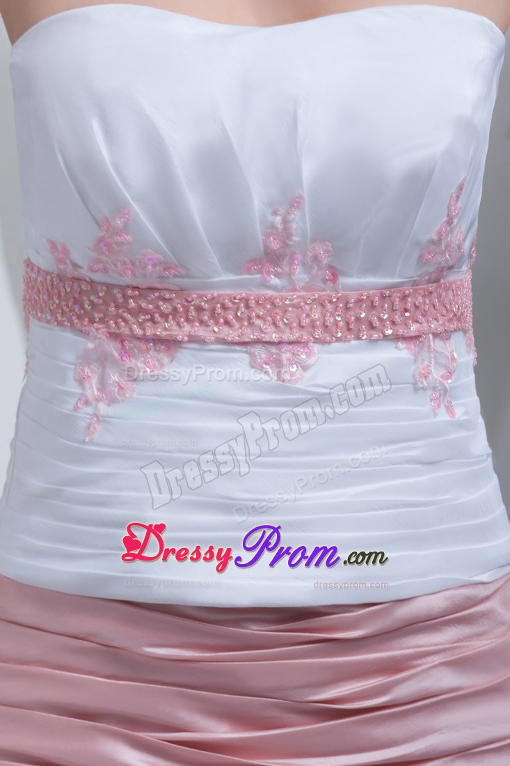 Two-toned Mermaid Strapless Ruched Court Train Prom Dress