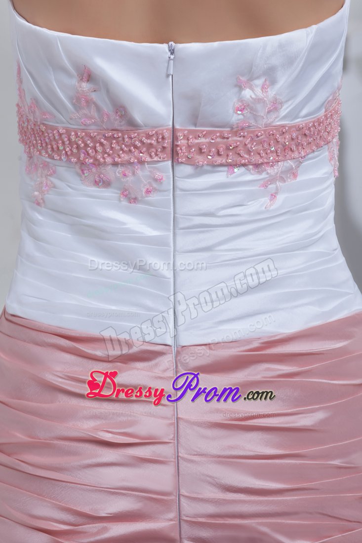 Two-toned Mermaid Strapless Ruched Court Train Prom Dress