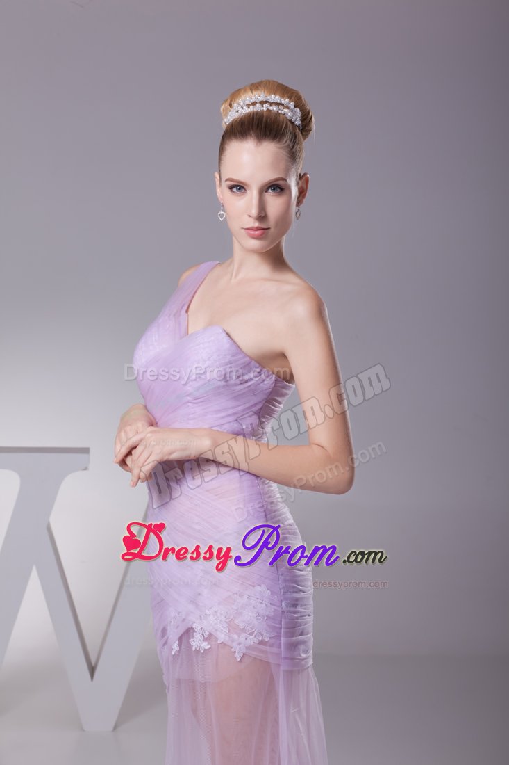 Modest Mermaid Lavender Appliques One Shoulder Prom Gown