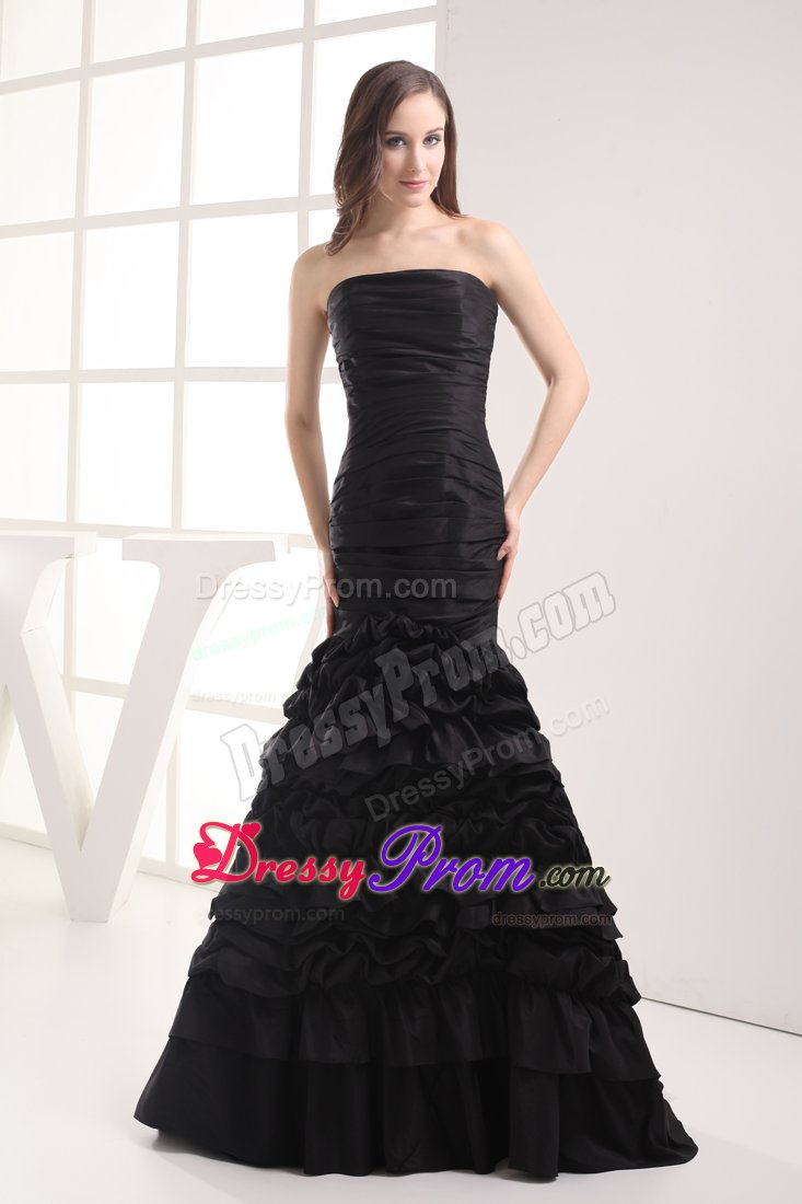 Wonderful Multi-tiered Mermaid Black Strapless Prom Party Dress
