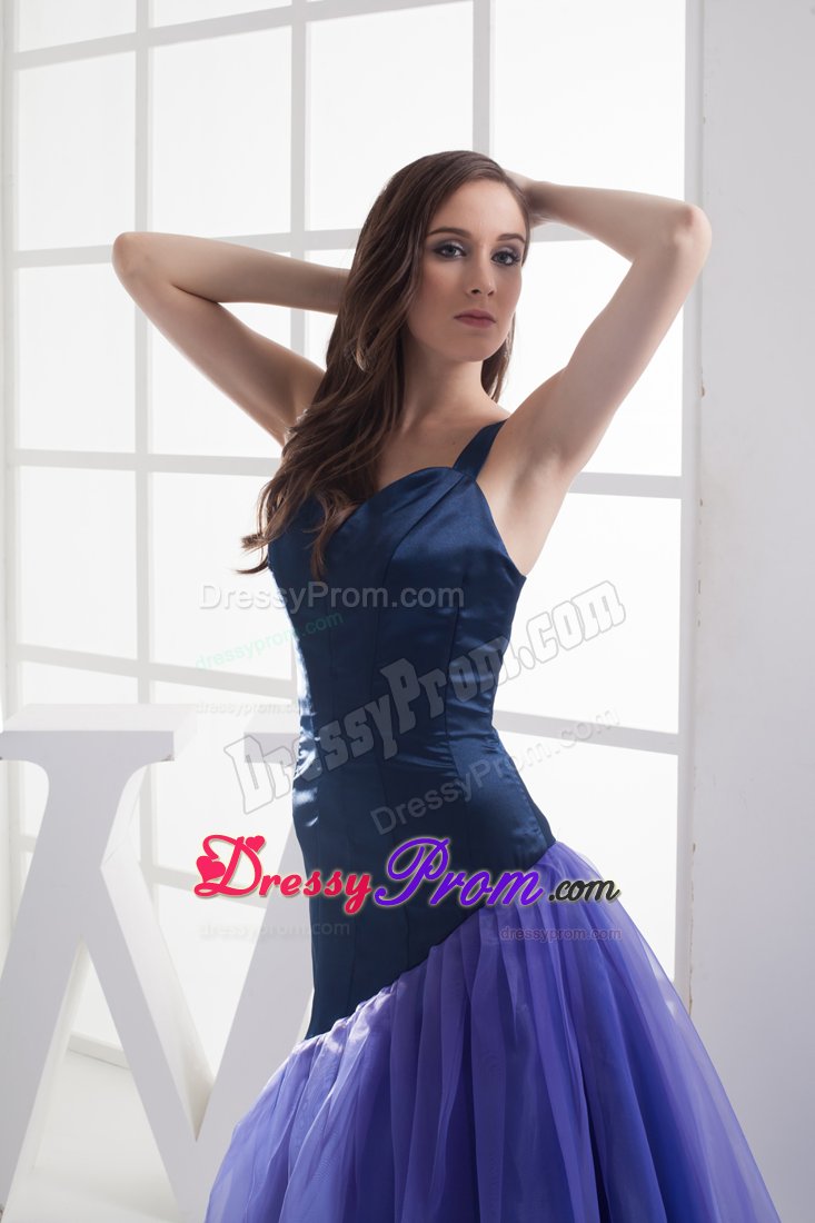 Straps Prom Dress Ruffled Layers in Purple with Zipper up Back