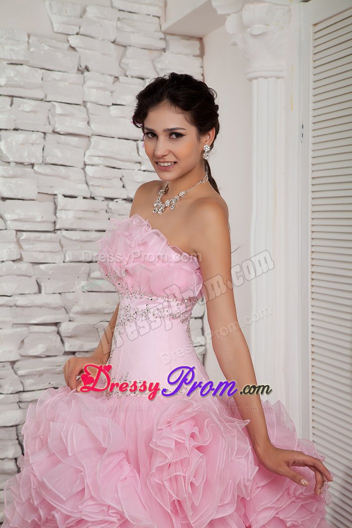 A-line Strapless Beaded Prom Dress with Big Flowers Decorate