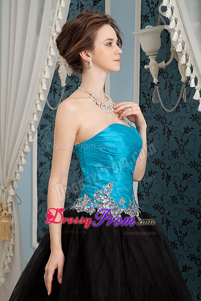 2013 New Arrival A-line Ruched Blue and Black Prom Party Dress