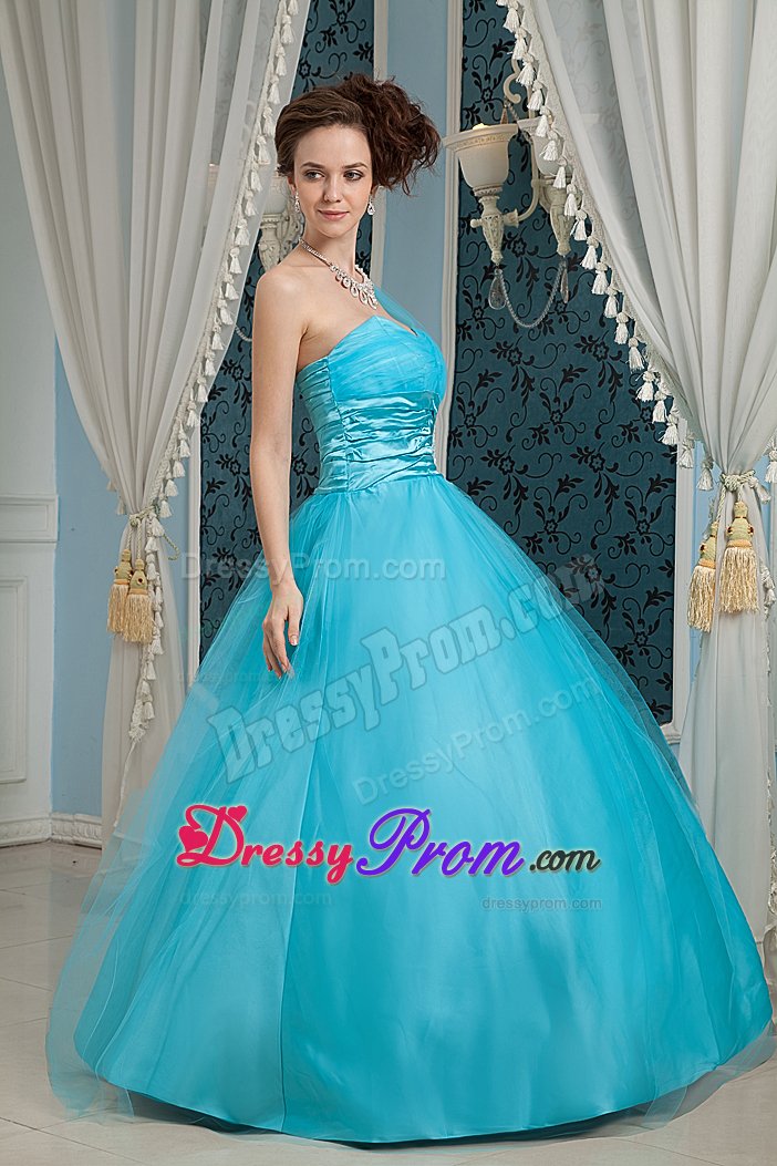 one Shoulder Floor-length Teal Prom formal Dress Zipper-Up