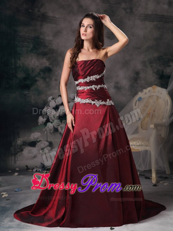 Strapless Appliqued Wine Red Prom Dress in West Midlands