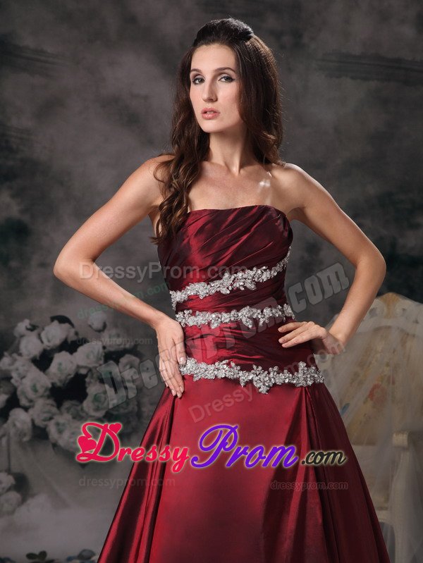 Strapless Appliqued Wine Red Prom Dress in West Midlands