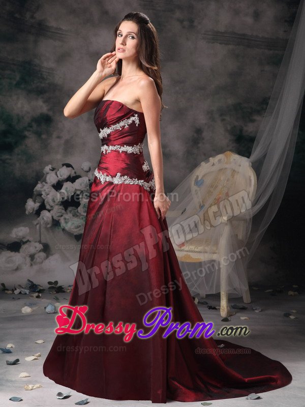 Strapless Appliqued Wine Red Prom Dress in West Midlands