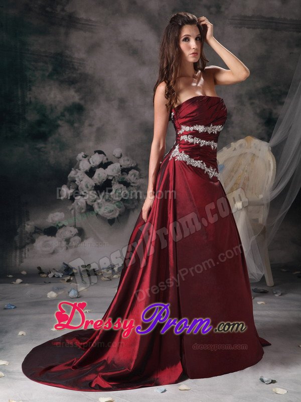 Strapless Appliqued Wine Red Prom Dress in West Midlands
