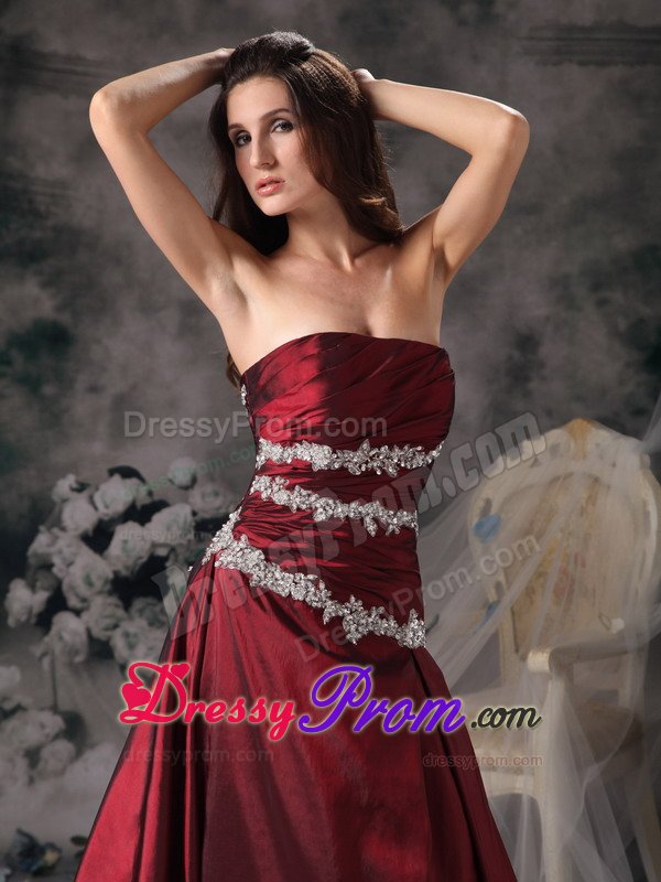 Strapless Appliqued Wine Red Prom Dress in West Midlands